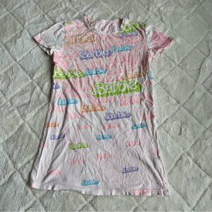 Barbie X Mighty Fine | Pink Short Sleeve Barbie Logo Tee | Size Medium